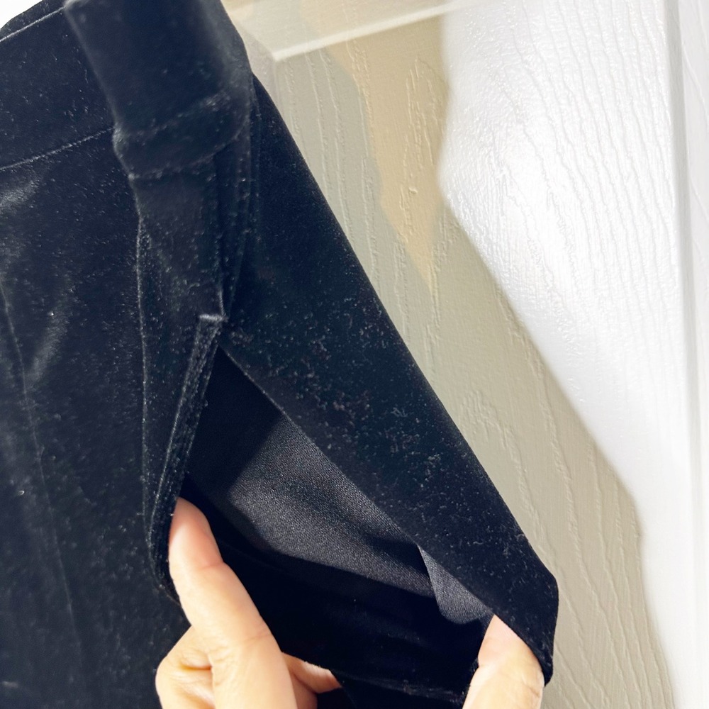 Land's End Black Velvet Midi Skirt Classic Chic Party Career Elegant Size 12 - Picture 8 of 9